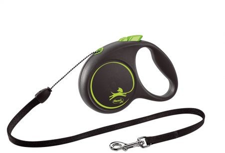 Flexi Smycz automatyczna Black Design S linka 5 m kol. zielony