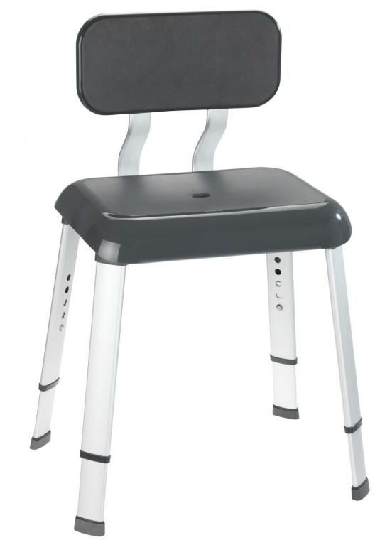 Maximex Stolik pod prysznic z oparciem regulowany Secura Premium Czarno-srebrny 23547500