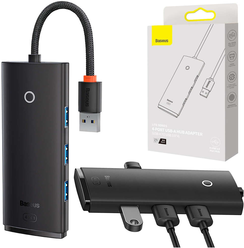 Baseus HUB Adapter Lite Series przejściówka rozdzielacz USB-A do 4x USB-A 25cm WKQX030001