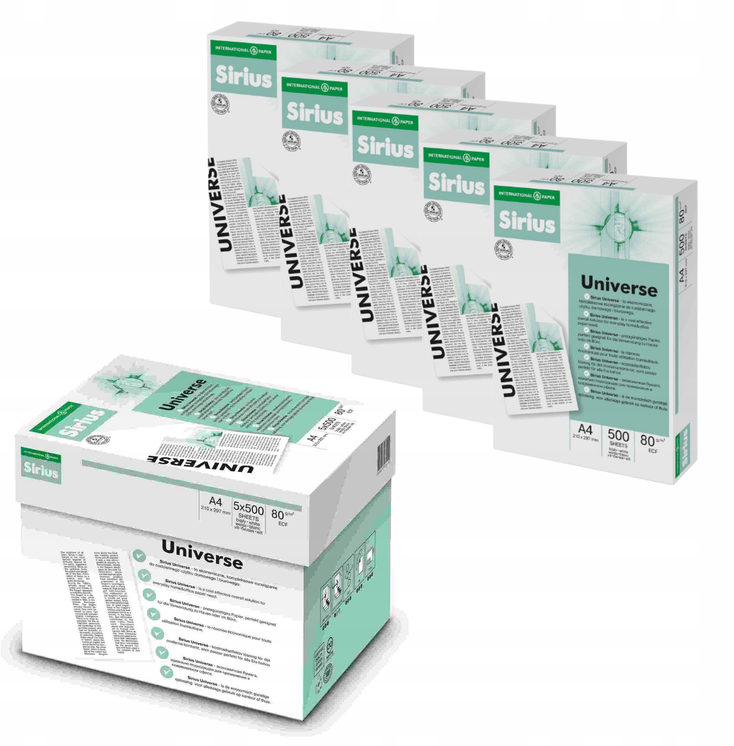 Papier ksero uniwersalny A4 80g karton 5x500 ark