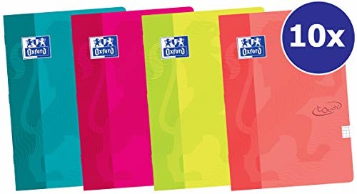 OXFORD Notatnik w linie, 10 sztuk, 4 kolory A5, 72 strony, 90 g, elastyczna pokrywka kartonowa 400107493