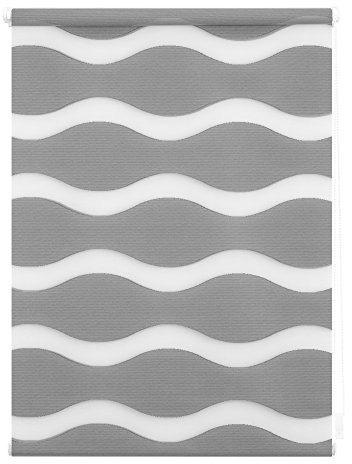 Lichtblick podwójna roleta z motywem fali, na zacisk, szary, 80 cm x 150 cm (szer. x dł.) KDW.080.150.02