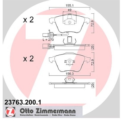 ZIMMERMANN Klocki hamulcowe - komplet 23763.200.1