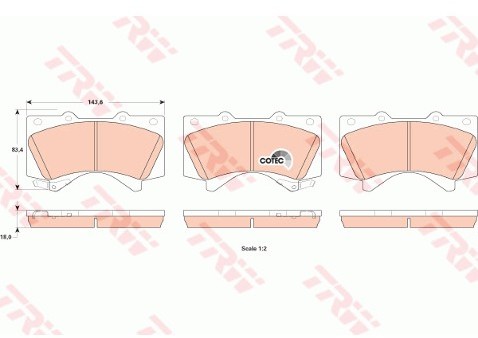 TRW Zestaw klocków hamulcowych, hamulce tarczowe GDB3524