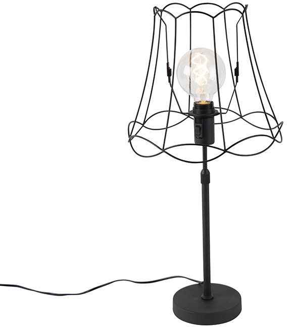 QAZQA Lampa stołowa regulowana czarna klosz Granny Frame 30cm - Parte