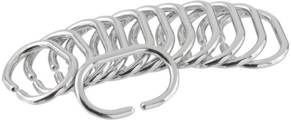 SENSEA Kółeczka do zasłonek prysznicowych ROZPINANE 12 SZT CHROM SENSEA