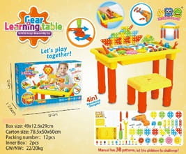 Zestaw Puzzle klocki + stolik + wkrętarka 296 el.