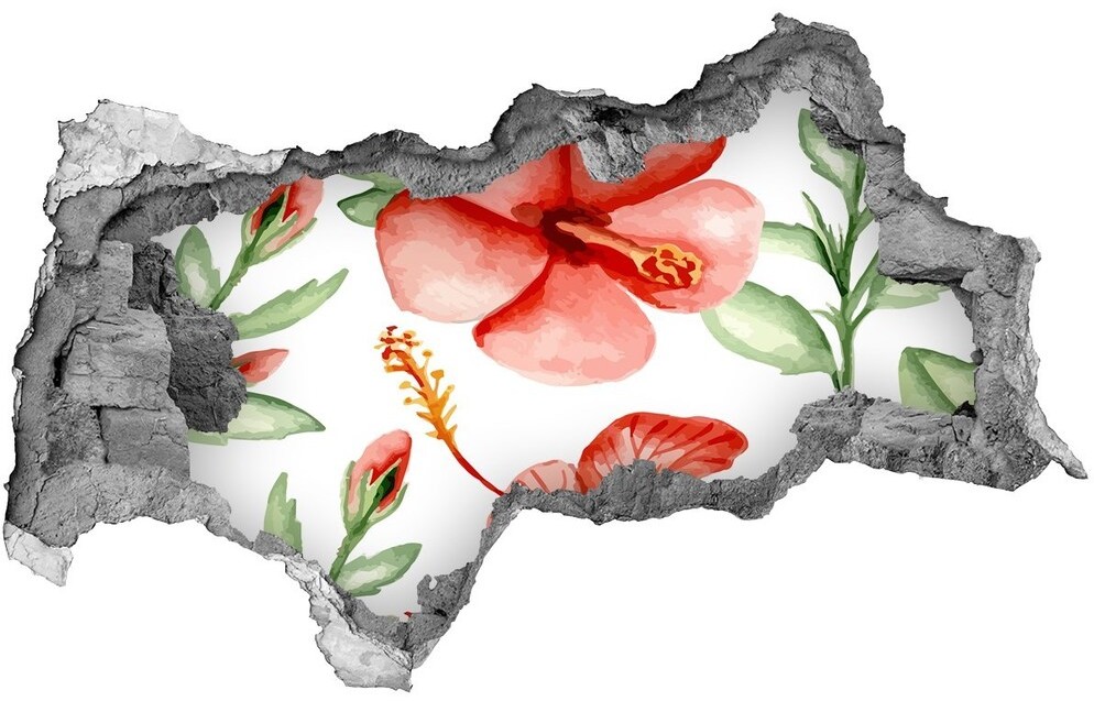 Wallmuralia.pl Naklejka 3D dziura na ścianę Tropikalne kwiaty
