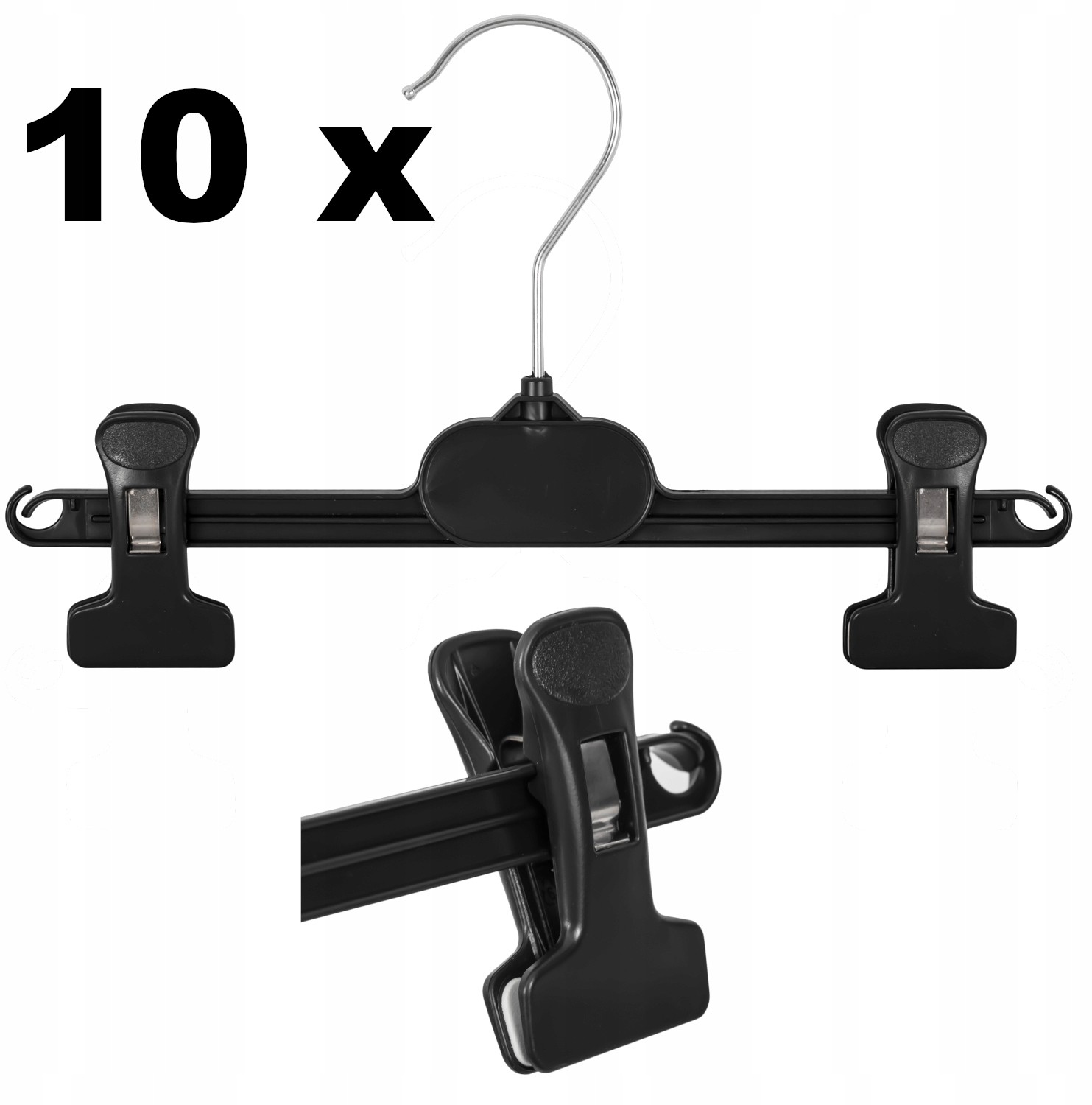10 x wieszak na ubrania czarny uniwersalny 26 cm