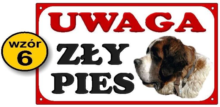 Tabliczka Uwaga zły pies - z bernardynem TF006