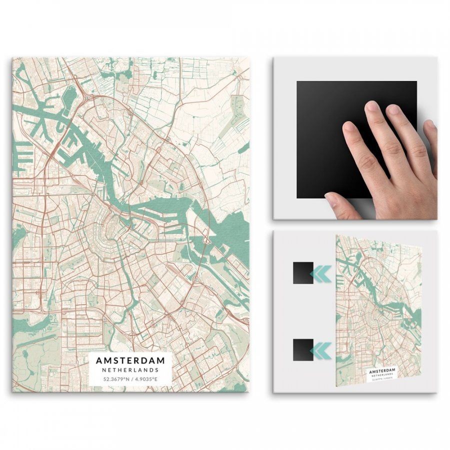 Pix4home Plakat metalowy Mapa Vintage Amsterdam M POS-M-03544