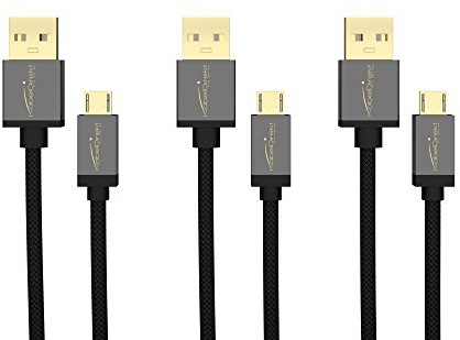 KabelDirekt przewód micro USB 3x 1m (USB 2.0, przewód do synchronizacji danych i ładowania, nylonowy) PRO Series 854