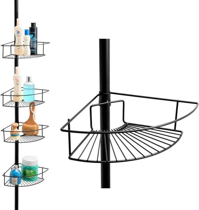 Yoka Home Regał teleskopowa półka łazienkowa XL czarna 4 poziomy - CH.SCOPIC-XL-BLK