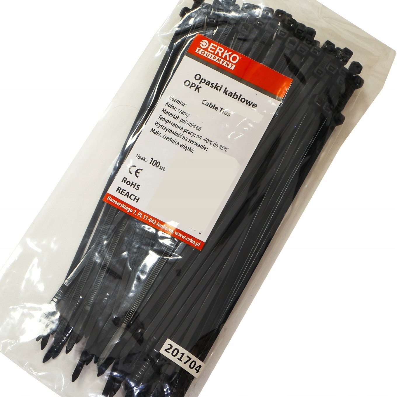opaska zaciskowa czarna Opk 200 2,5 100szt Erko