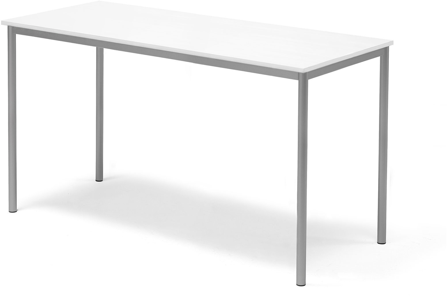 AJ Produkty Biurko Boras, 1600x700x900 mm, srebrna rama, biały laminat