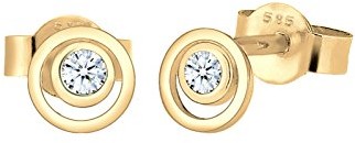 Diamore diamore damskie kolczyki na sztyfcie okrąg Layer 585 żółte złoto diament (złoto 0.06 CT) szlif brylantowy  0308691616 0308691616