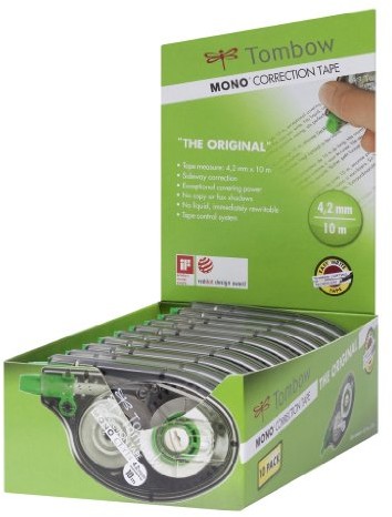 Tombow CT-YT4  10 Correction Roller, kieszeń boczna odwijania, 4.2 MM X 10 m, Office Pack A 10 sztuki 4003198404014