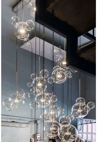 COPEL Wisząca LAMPA skandynawska CGBUBBLE6 COPEL szklana OPRAWA loftowy ZWIS kula LED 14W 3000K ball przezroczysta mosiądz CGBUBBLE6