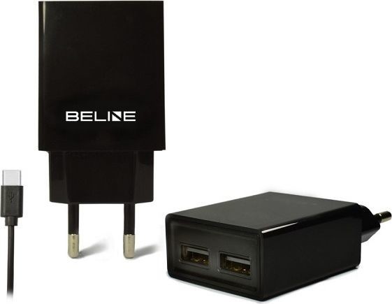 Beline beline Ładowarka sieciowa 2xUSB + USB-C 2A czarna