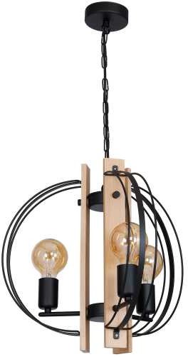Luminex Lampa wisząca Dalvin 8236 lampa sufitowa drewniana 3x60W E27 czarna brązowa