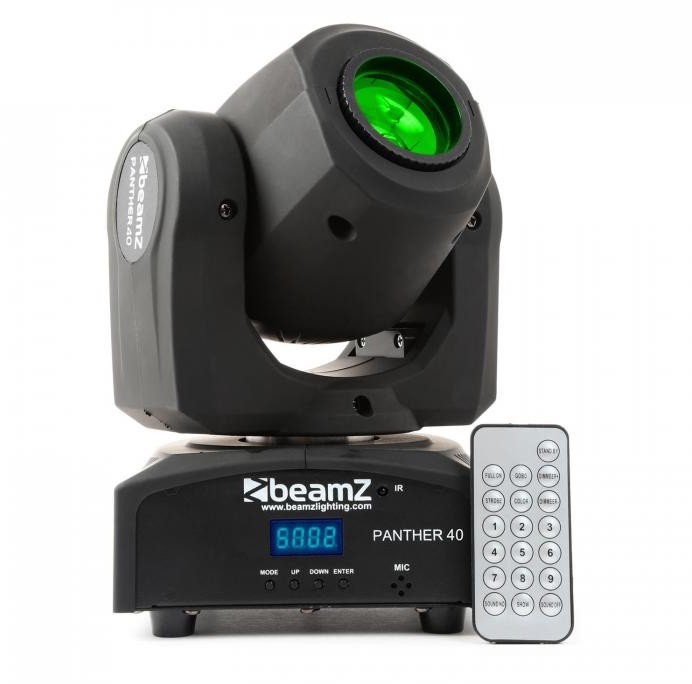 Beamz Panther 40 Ruchoma głowica spotowa LED 45 W 7 efektów Gobo 7 kolorów DMX pilot na podczerwień 150.461