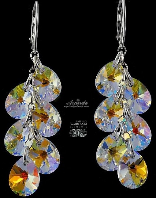 Swarovski długie kolczyki SREBRO AURORA CERTYFIKAT