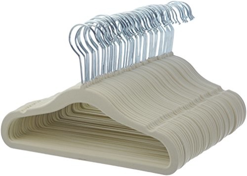 AmazonBasics -wieszak na ubrania dla dzieci, 50er-Pack z aksamitu, Beige AQ-K0008