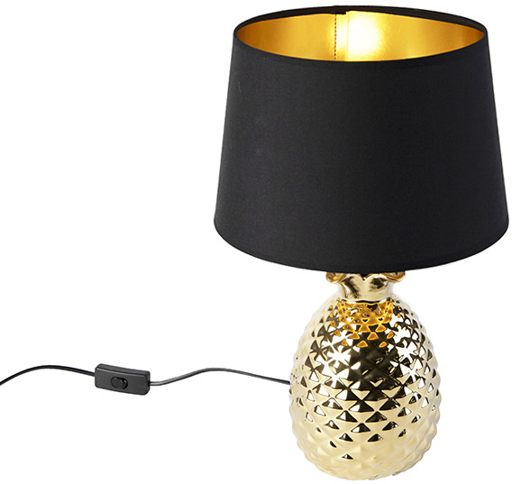 Trio Leuchten Leuchten Art Deco lampa stołowa złota czarno-złoty klosz - Pina 98275