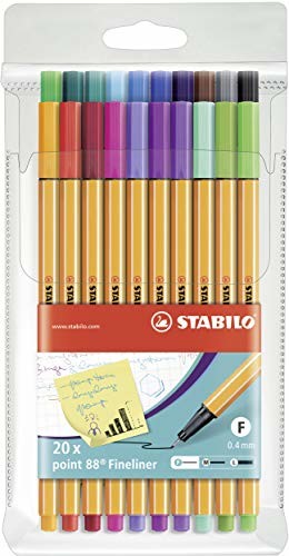 Stabilo AZN8820-3 Zestaw Cienkopisów Fineliner Point 88, Wielokolorowe, 20 Sztuk AZN8820-3