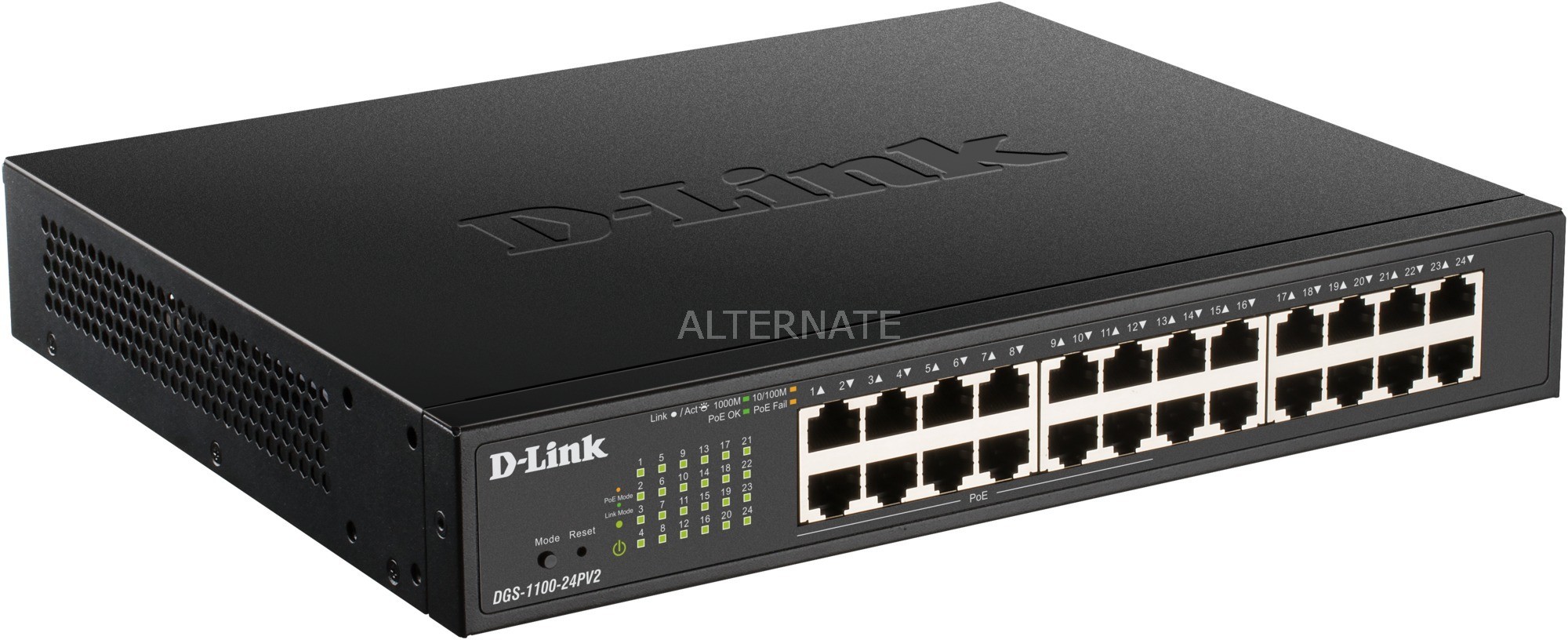 D-Link DGS-1100-24PV2 $428$429cza sieciowe Zarz$430dzany Gigabit Ethernet (10/100/1000) Czarny Obs$431uga PoE, Prze$432$433cznik