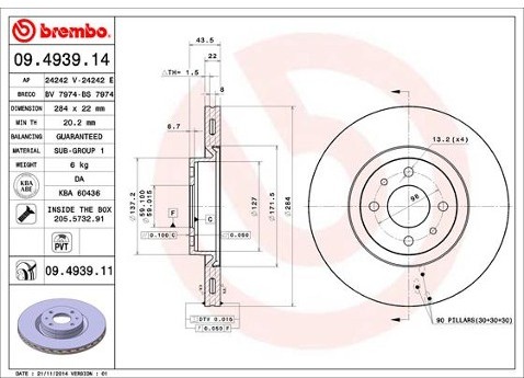 BREMBO Tarcza hamulcowa 09.4939.11