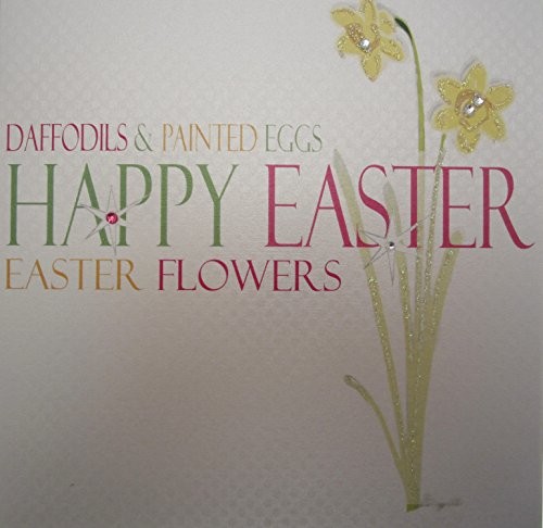 WHITE COTTON CARDS White Cotton Cards Happy Wielkanoc ręcznie wykonana kartka z narcyzami EN3