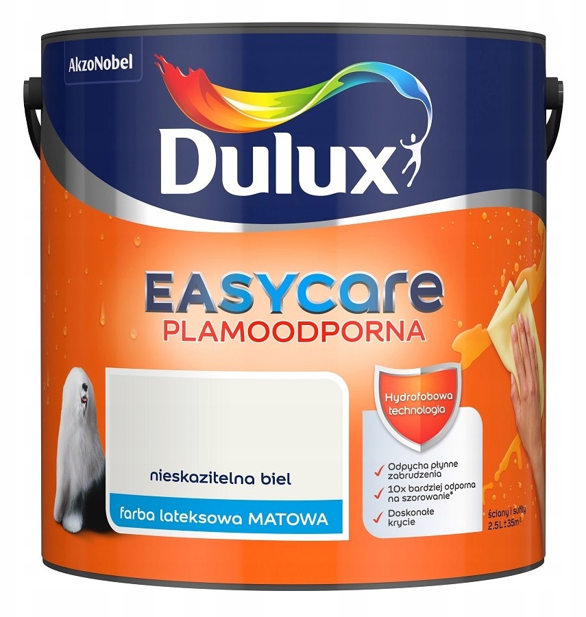 Dulux Dulux Easy Care- farba, Nieskazitelna Biel, 2.5l