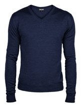 John & Paul Lekki sweter John & Paul z wełny merino - navy (V-neck) P9812