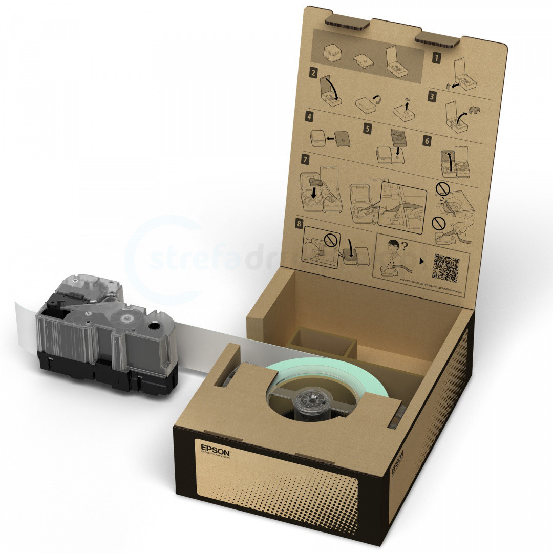 Epson Oryginalna taśma winylowa BR-VN50WB-E 50mm x 45m biała czarny nadruk PROMOCJA! OEM-EPS-BR-VN50WB-E