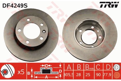 TRW Tarcza hamulcowa DF4249S