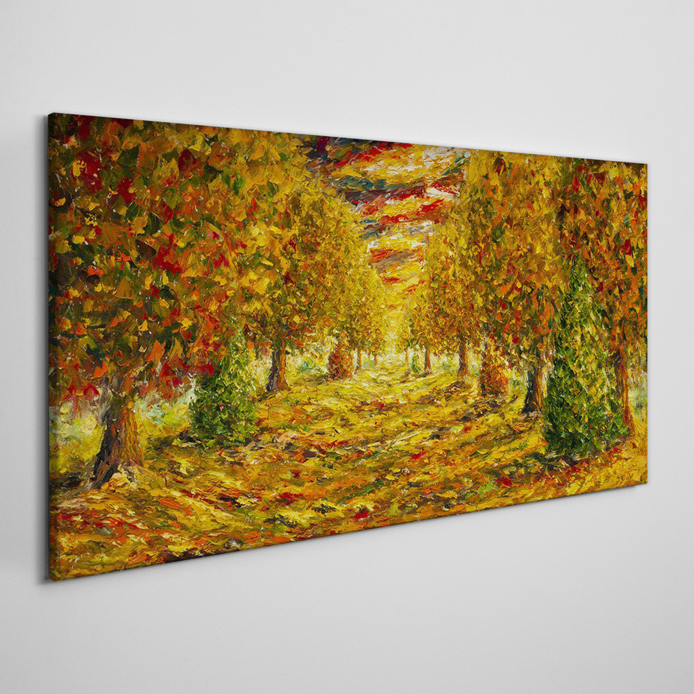 PL Coloray Obraz na Płótnie Malarstwo las jesień przyroda 120x60cm