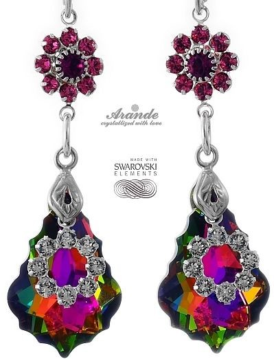 Swarovski PIĘKNE KOLCZYKI CRYSTALS VITRAIL ORCHIDEA