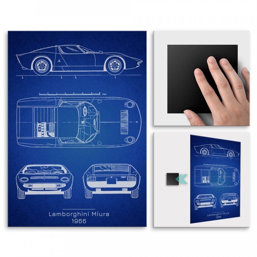 Pix4home Plakat metalowy Lamborghini Miura Projekt Blueprint M POS-M-03044