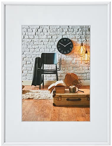 Hama Ramka na zdjęcia 30 x 40 cm, z passe-partout 20 x 28 cm, wysokiej jakości szkło, ramka z tworzywa sztucznego, do zawieszenia, biała 00066255