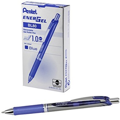 Pentel EnerGel żel 12 sztuki ink roller funkcją zwijania 1 MM, niebieski BL80-C