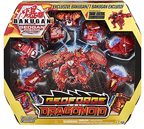 BAKUGAN Bakugan Geoforge dragonoid, figurka kolekcjonerska z 6 geoganami i 1 ekskluzywnym metalowym dragonoid Bakugan 6060838