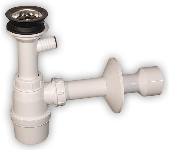 Syfon do umywalki z metalowym sitkiem z wyjściem na pralkę