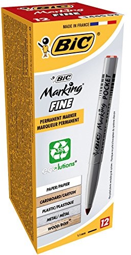 BIC Marking Pocket Permanent Marker (1 MM) 12 sztuki czerwona 8209001