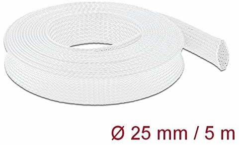 Delock Wąż pleciony rozciągliwy 5 m x 25 mm biały