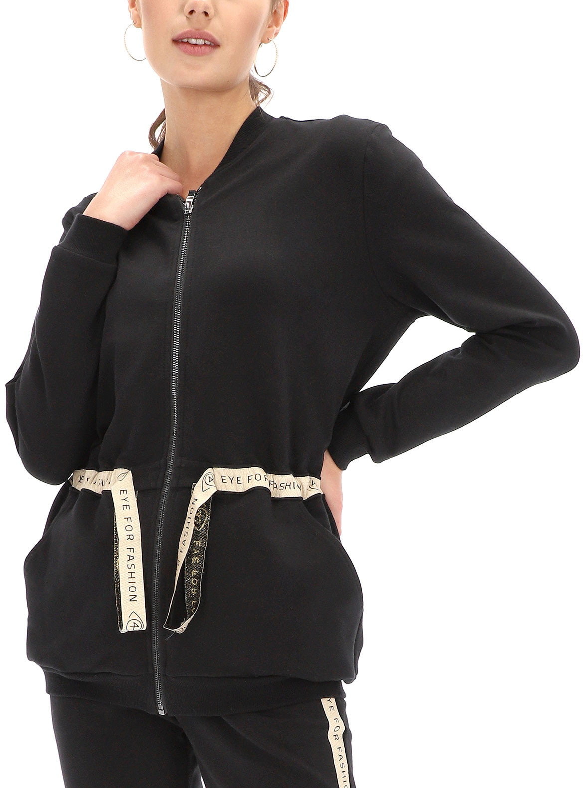 Eye For Fashion Rozpinana bluza ze ściągaczem w talii Eye For Fashion Maren
