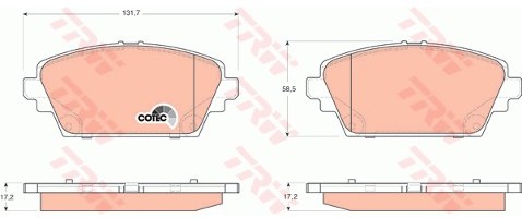TRW Zestaw klocków hamulcowych, hamulce tarczowe GDB3227