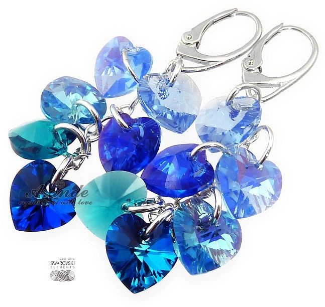 Arande SWAROVSKI piękny komplet NIEBIESKIE SERCA SREBRO 700152