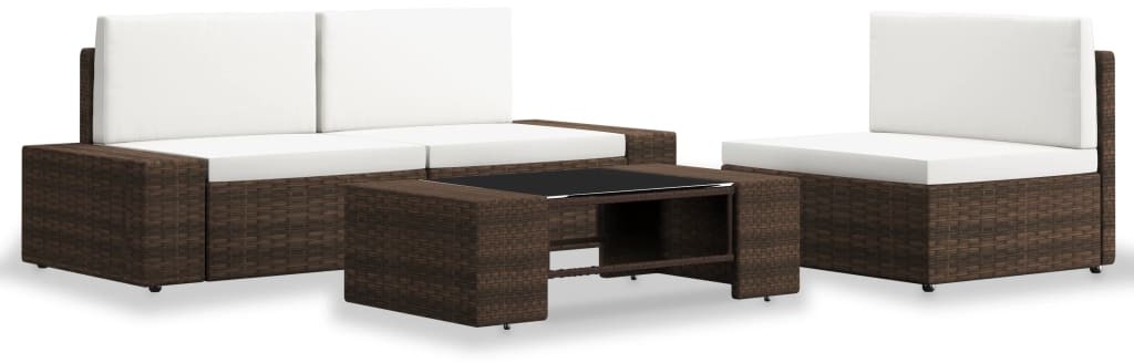 vidaXL 4-cz. zestaw wypoczynkowy do ogrodu, rattan PE, brązowy