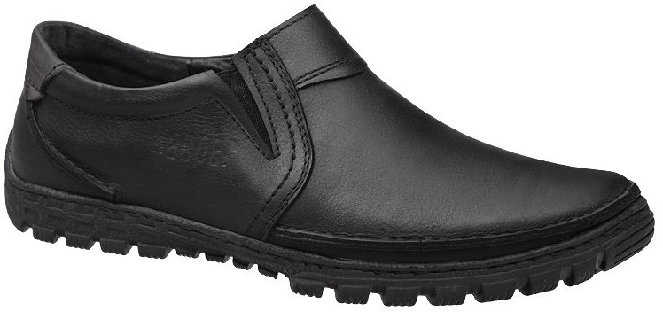 Kacper Półbuty 1-0035-466+256 Long XXL Czarne Mokasyny wsuwane 26084